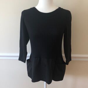 Anthropologie Moth Black Sweater/Shirt with 3/4 Sleeves Size Medium EUC